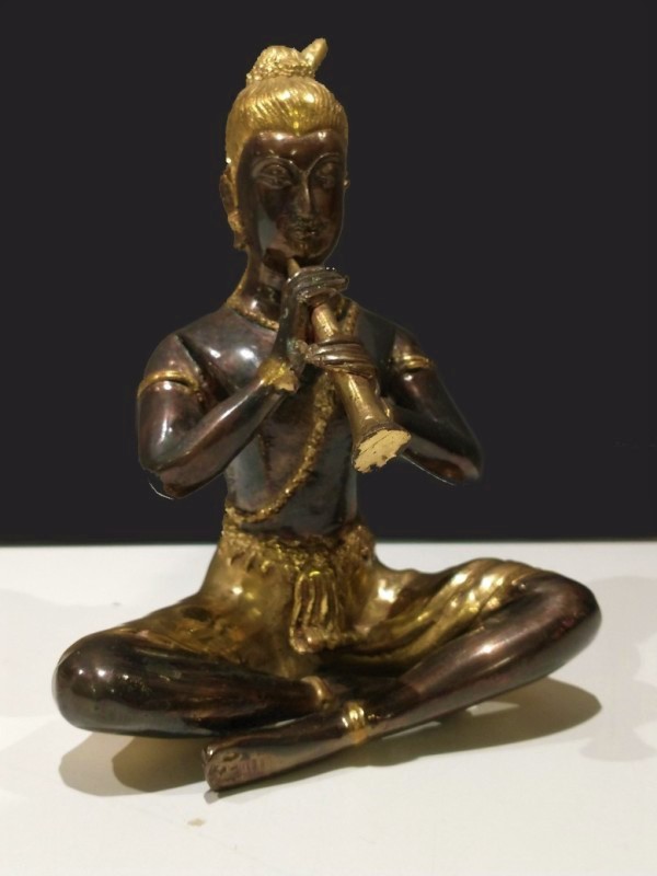 Bronzen deels vergulde zittendeThaise boeddha
